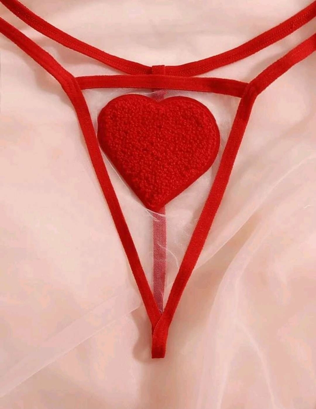 طقم لانجري شبك برقعة قلبp3