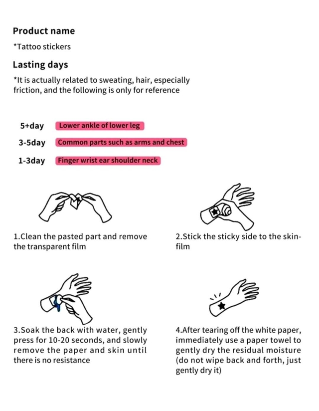 ملصق وشم  قطعة واحدة طباعة3