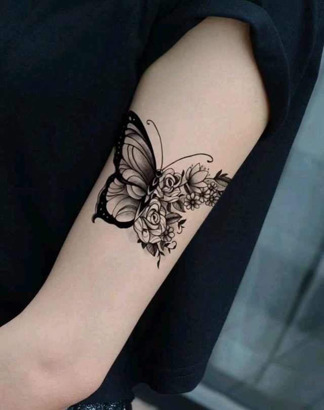 لواصق وشم نمط فراشة وزهر4