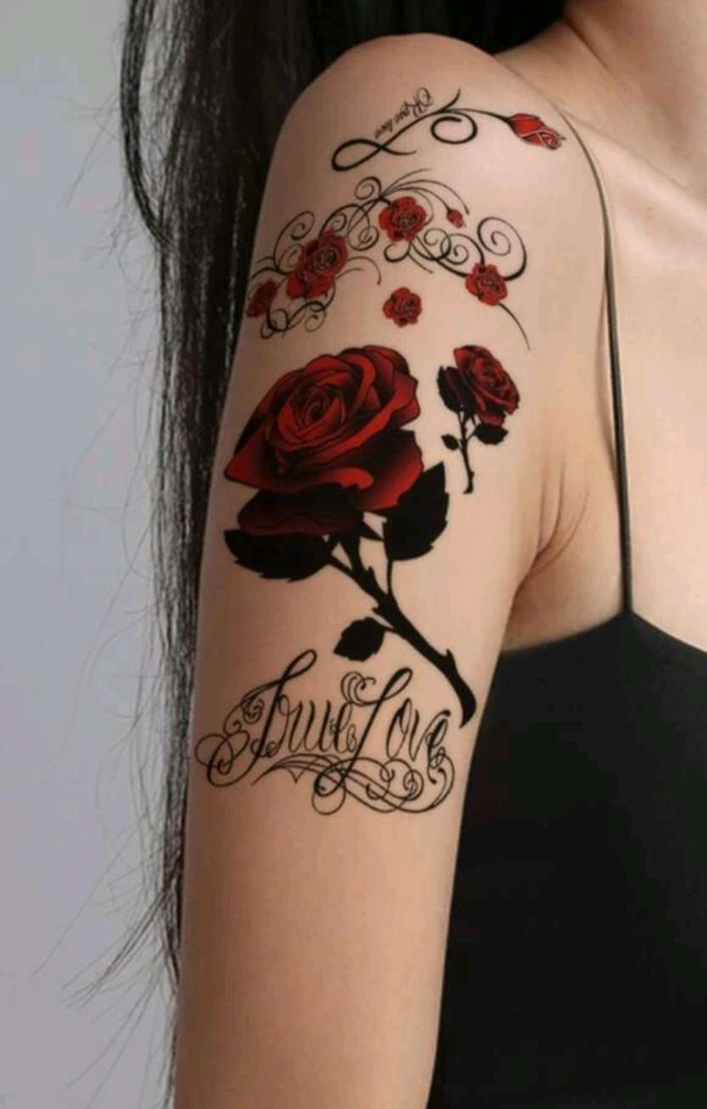 لواصق وشم نمط عبارة و ورد