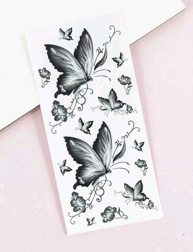 لواصق وشم نمط فراشة وزهر3