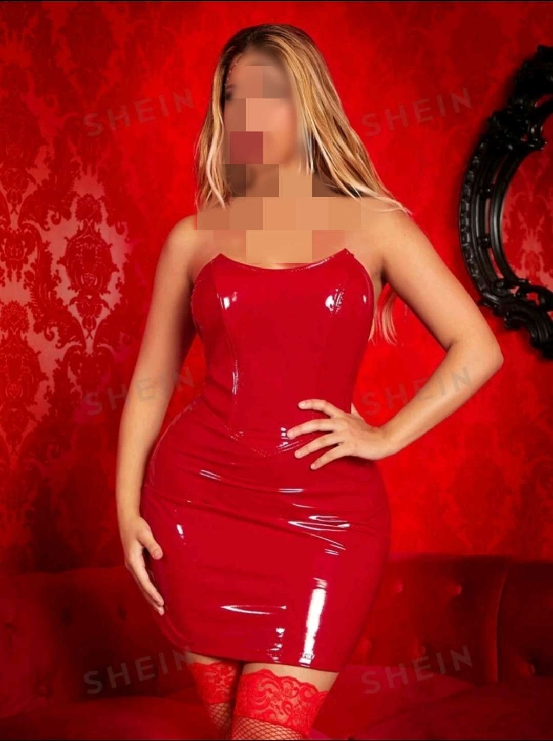 جلد صناعي فستان ضيق انبوب مع قناع عين1 جلد صناعي فستان ضيق انبوب مع قناع عين1